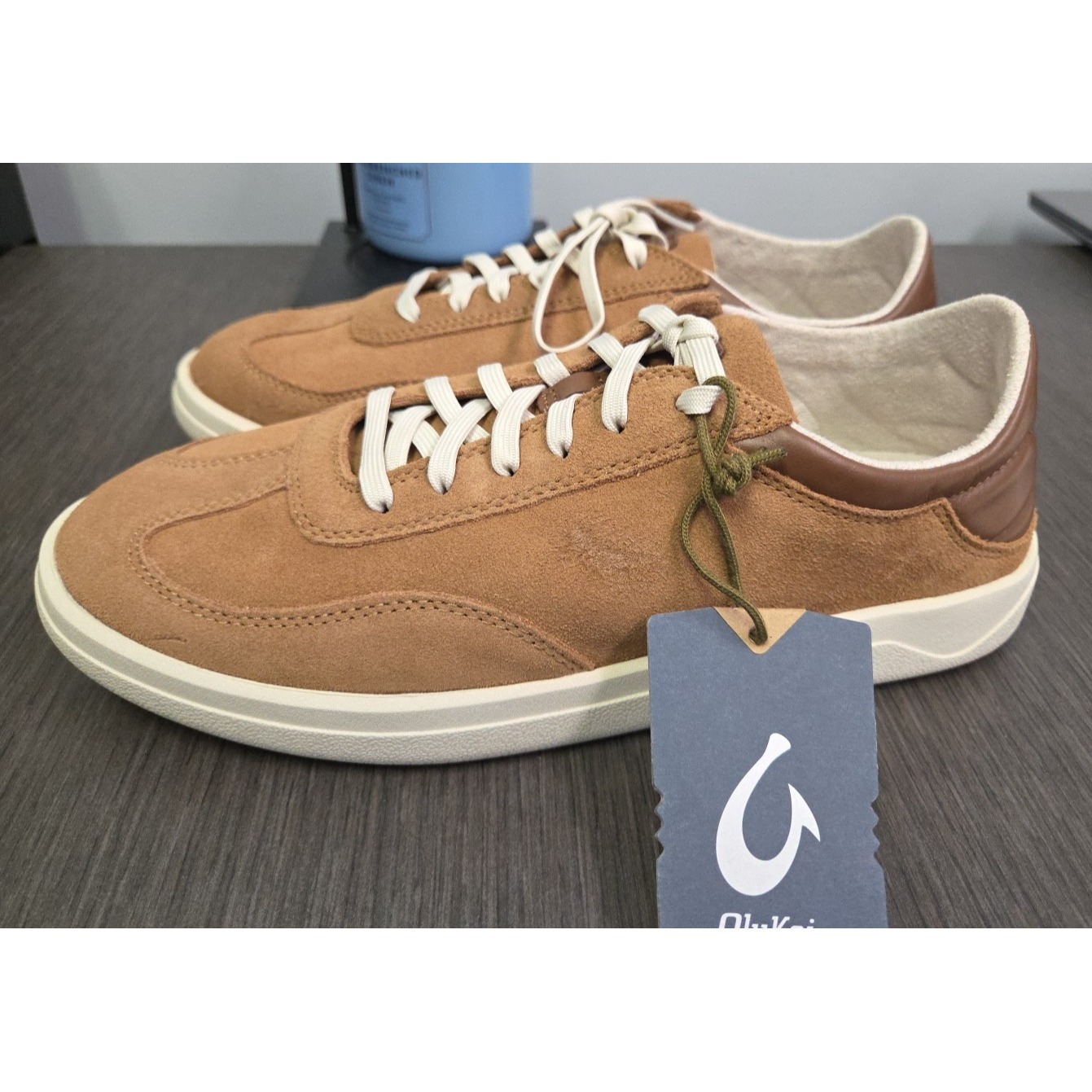 Olukai Punini Suede Men's Sneaker Shoes Tan Toffee Casual Lace Up Size 10m New